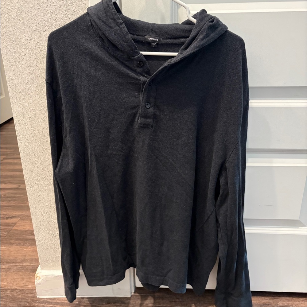 Express Men’s Long Sleeve Hooded Henley Shirt